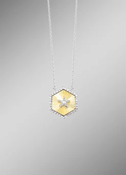 Halskette in Bicolor mit 1 Brillant und 36 Diamanten