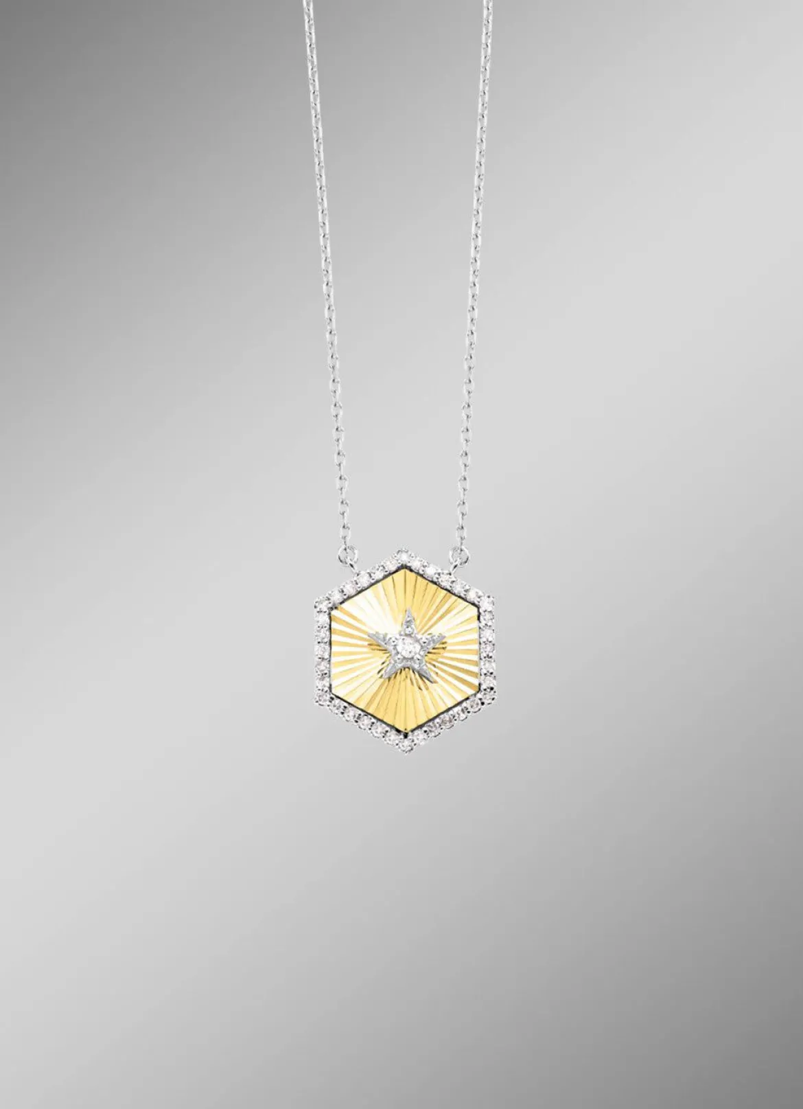 Halskette in Bicolor mit 1 Brillant und 36 Diamanten