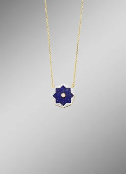Halskette mit echt Lapislazuli, Brillanten und Diamanten