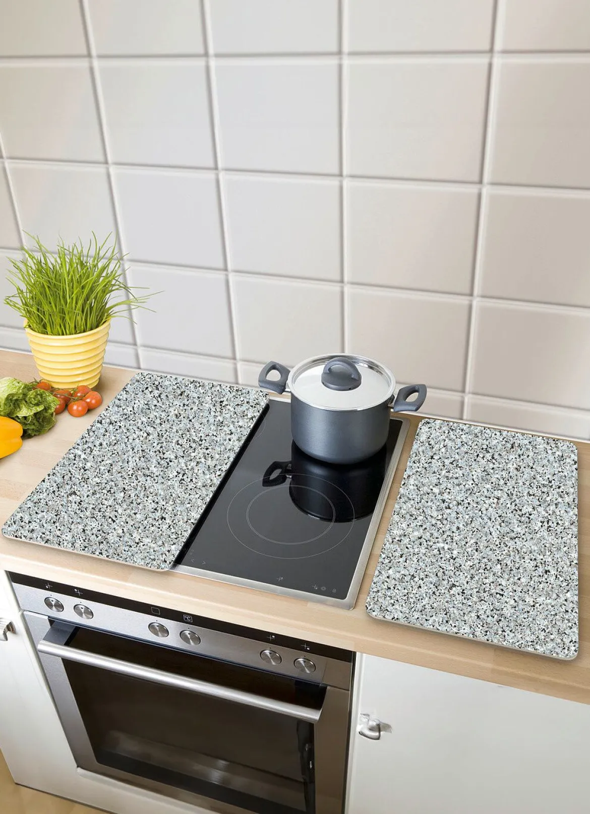 Herdabdeckplatten Granit, 2er-Set