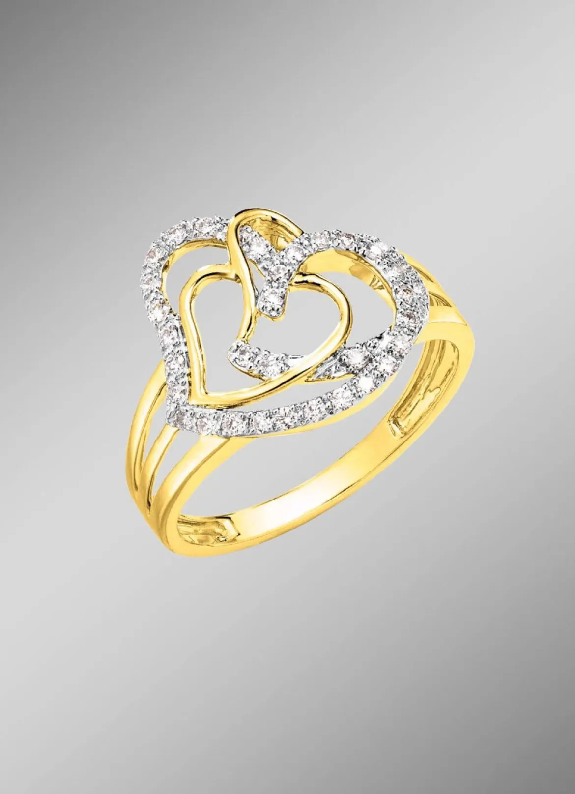 Herz-Damenring mit 68 Diamanten