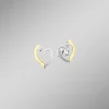 Herz-Ohrstecker in Bicolor mit synth. Zirkonia