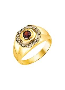 Hochwertiger Herrenring mit Granat und Diamanten