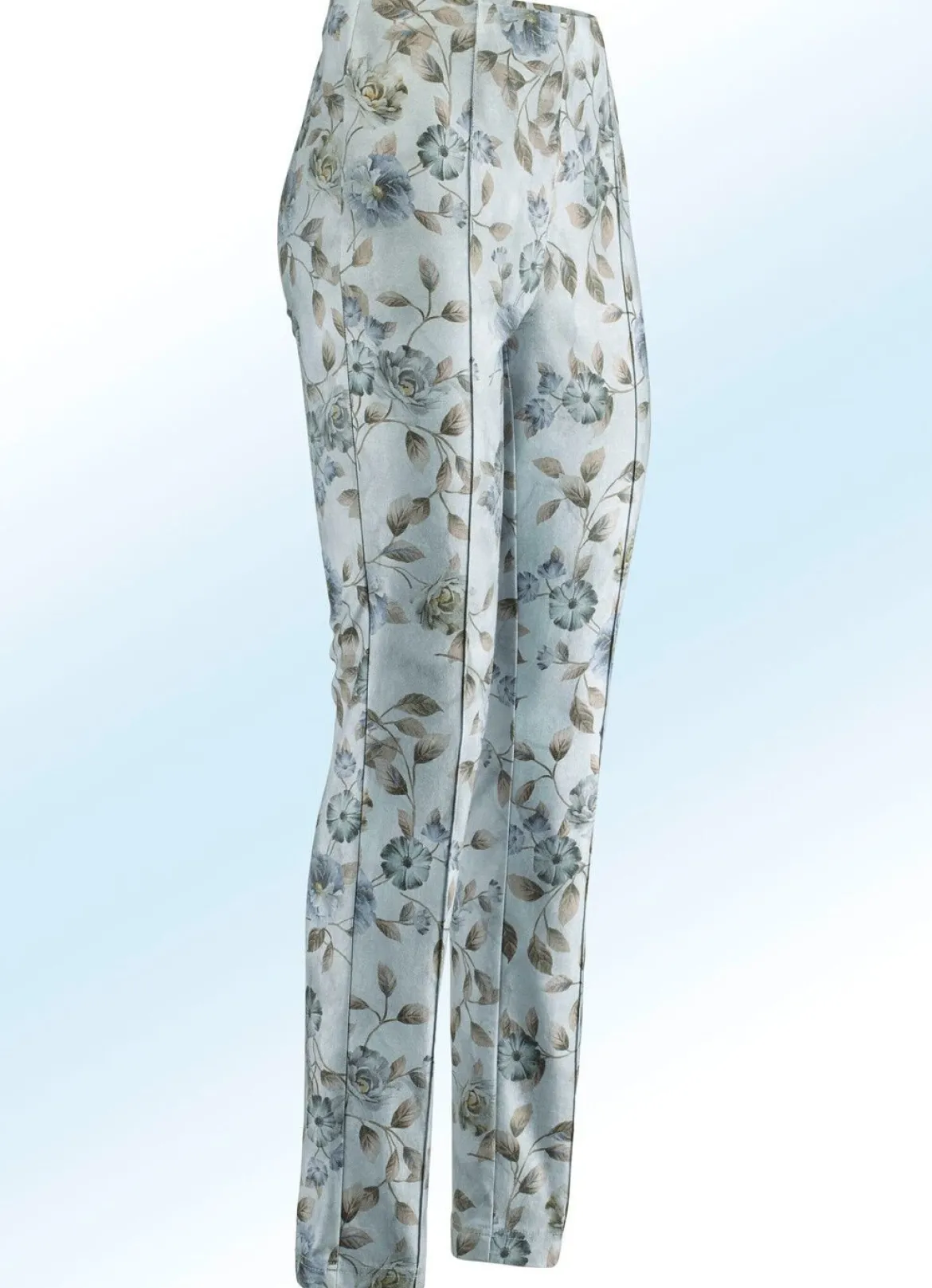 Hose mit farbharmonischer Floraldessinierung