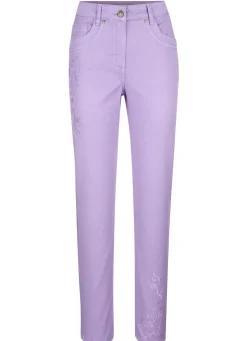 Hose mit floraler Stickerei