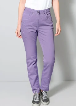 Hose mit floraler Stickerei