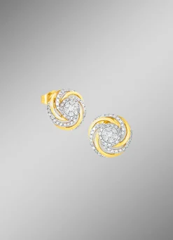 Interessante Ohrstecker mit 14 Brillanten und 90 Diamanten