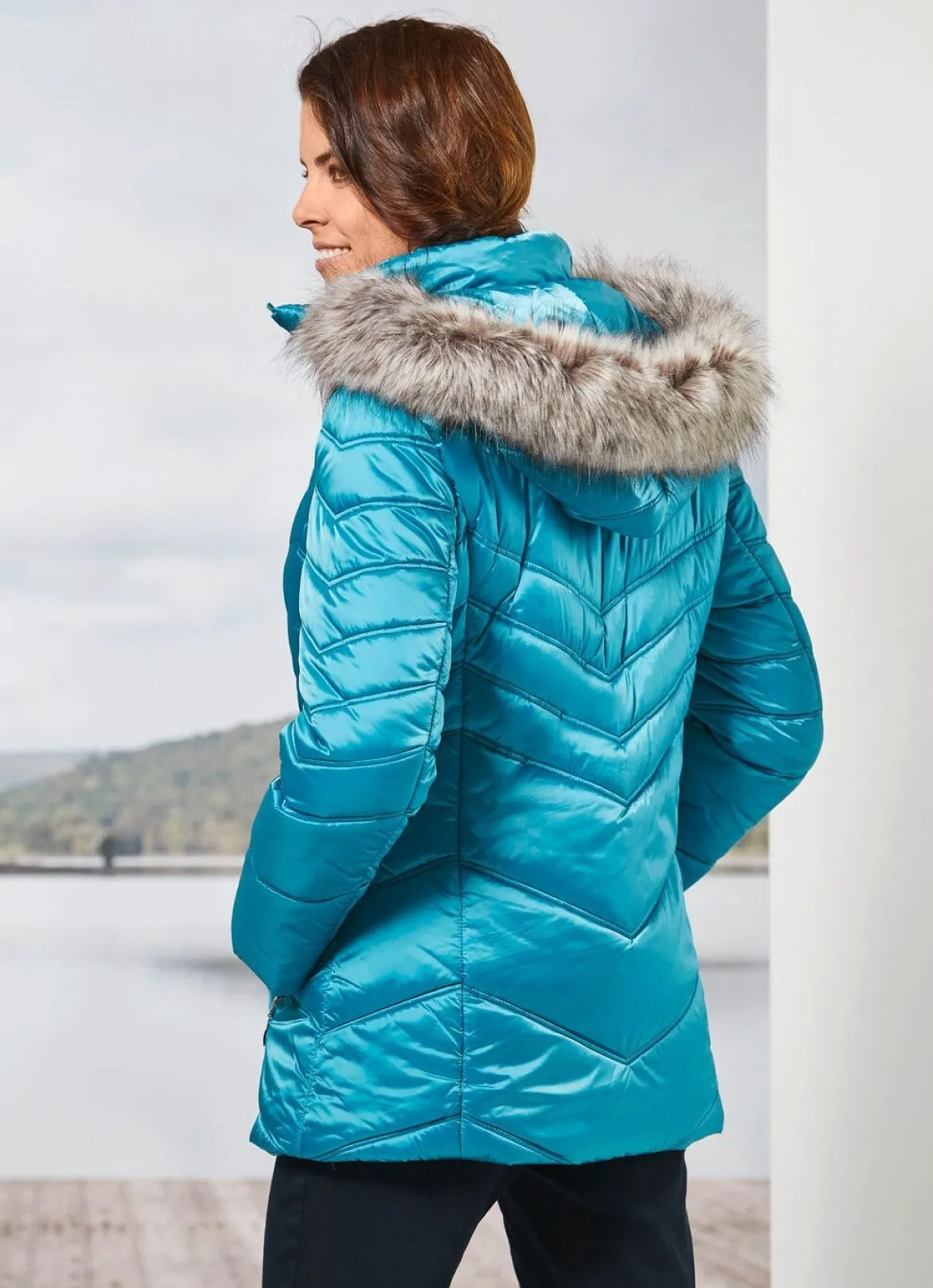 Jacke mit abnehmbarem Kunstpelz-Besatz