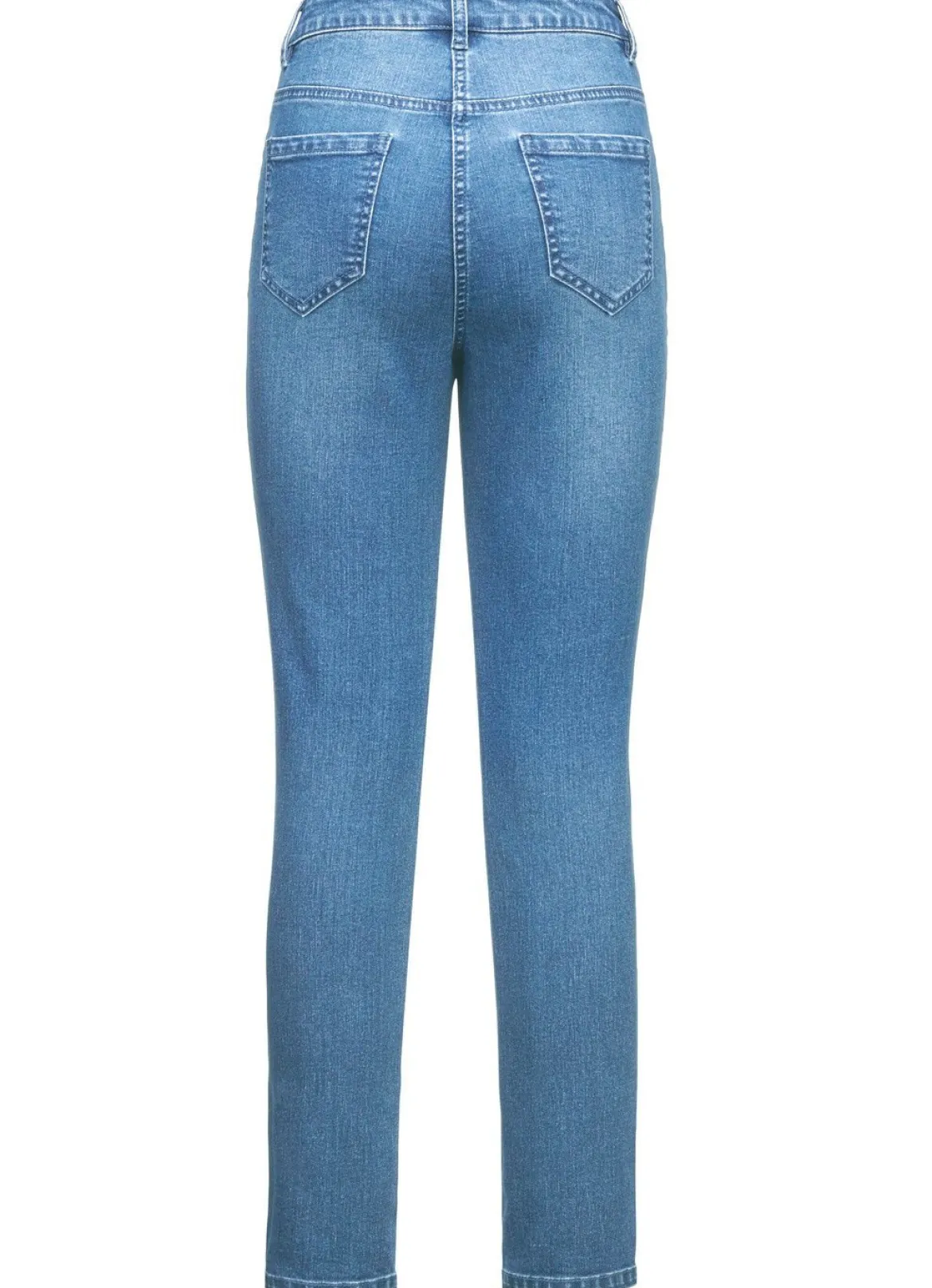 Jeans mit floralen Lochstickereien und Strasssteinchen