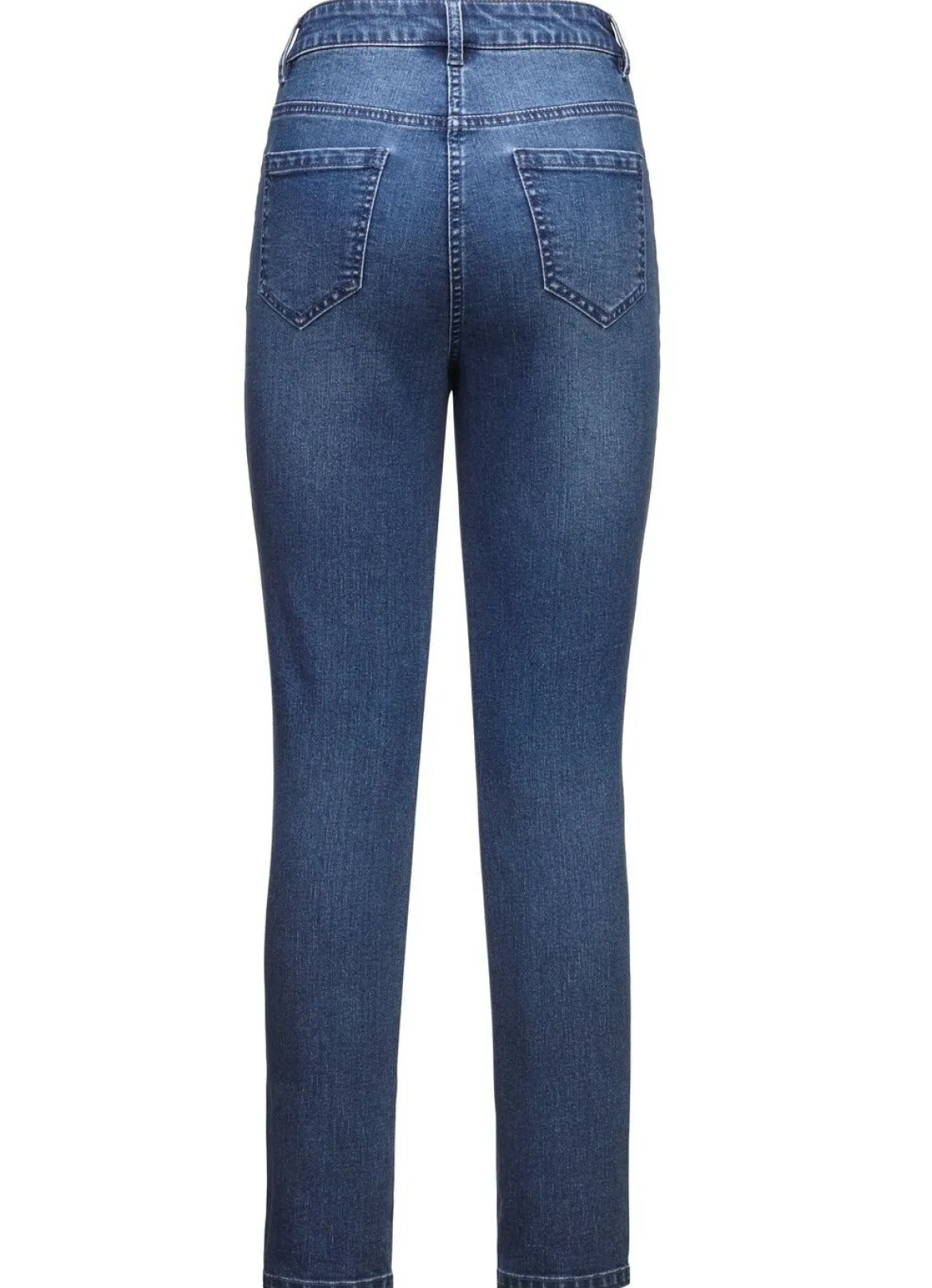 Jeans mit floralen Lochstickereien und Strasssteinchen