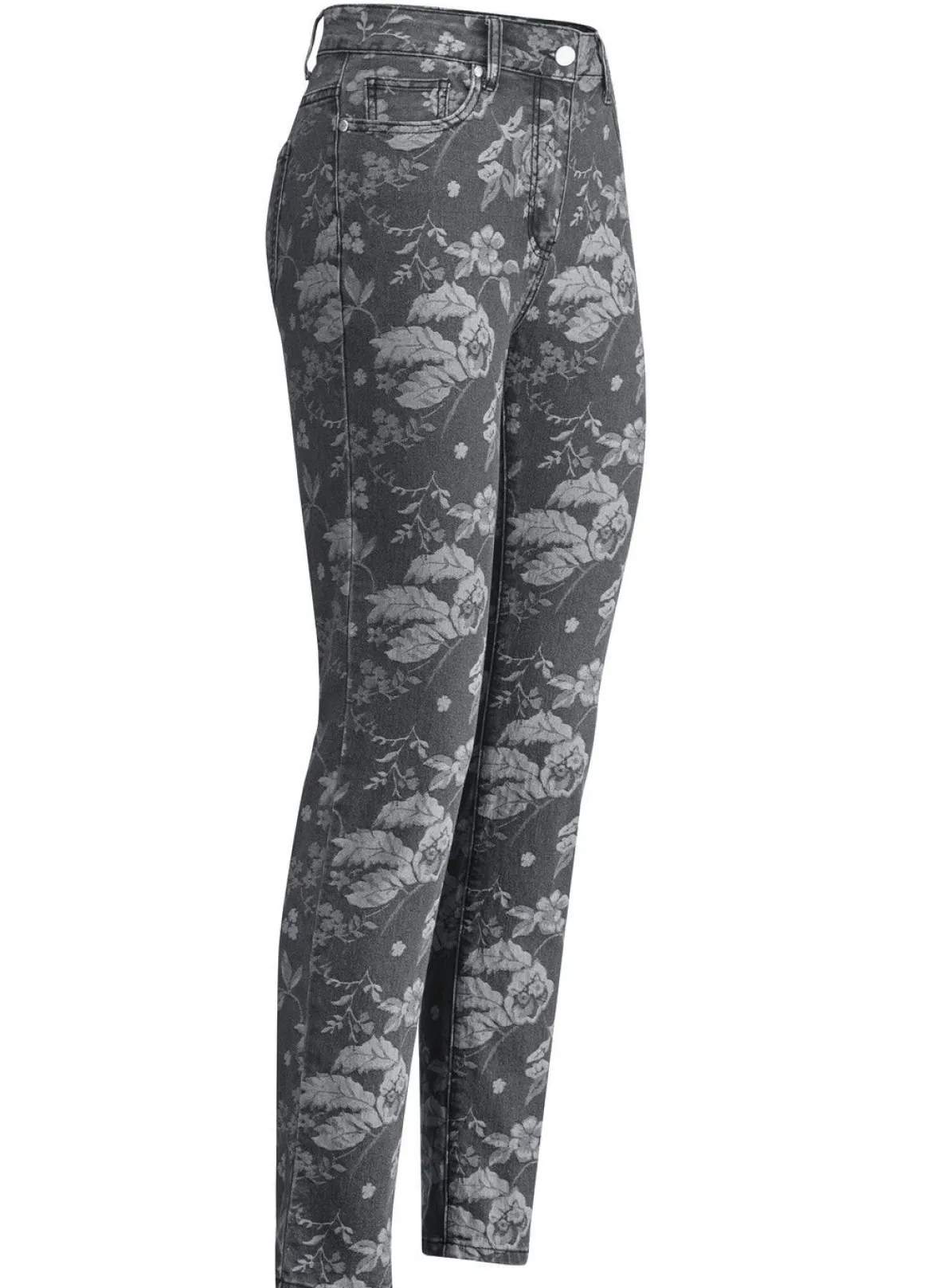Jeans mit floraler Dessinierung