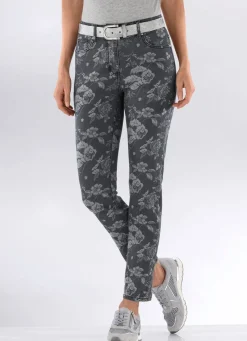 Jeans mit floraler Dessinierung