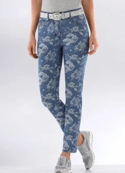 Jeans mit floraler Dessinierung