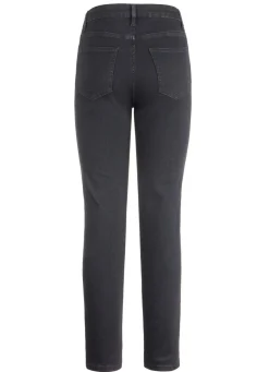 Jeans mit handbemalten, floralen Motiven