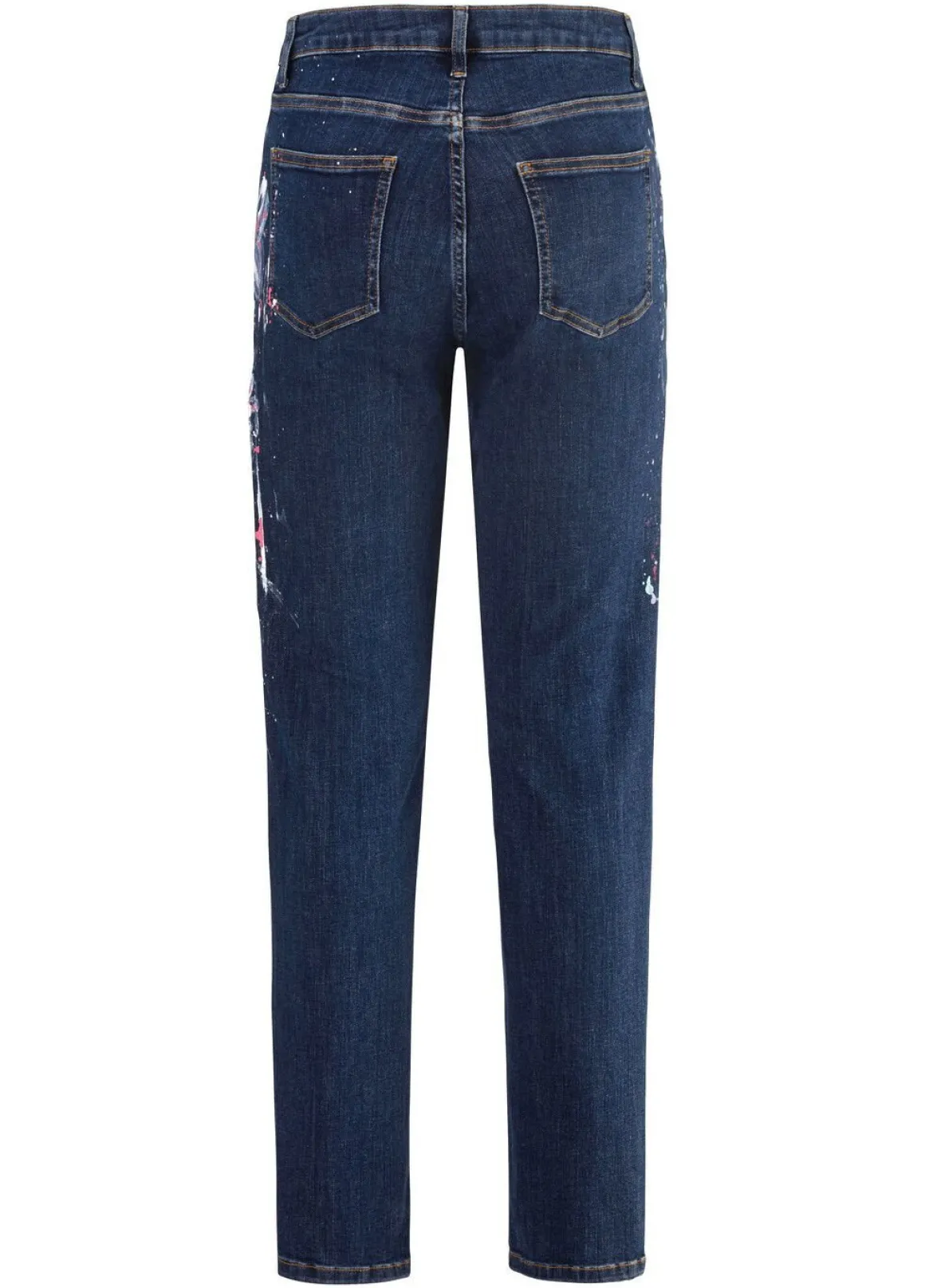 Jeans mit handbemalten, floralen Motiven