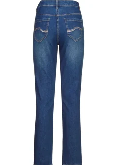 Jeans mit schönen Stickereien und funkelnden Strassteinen
