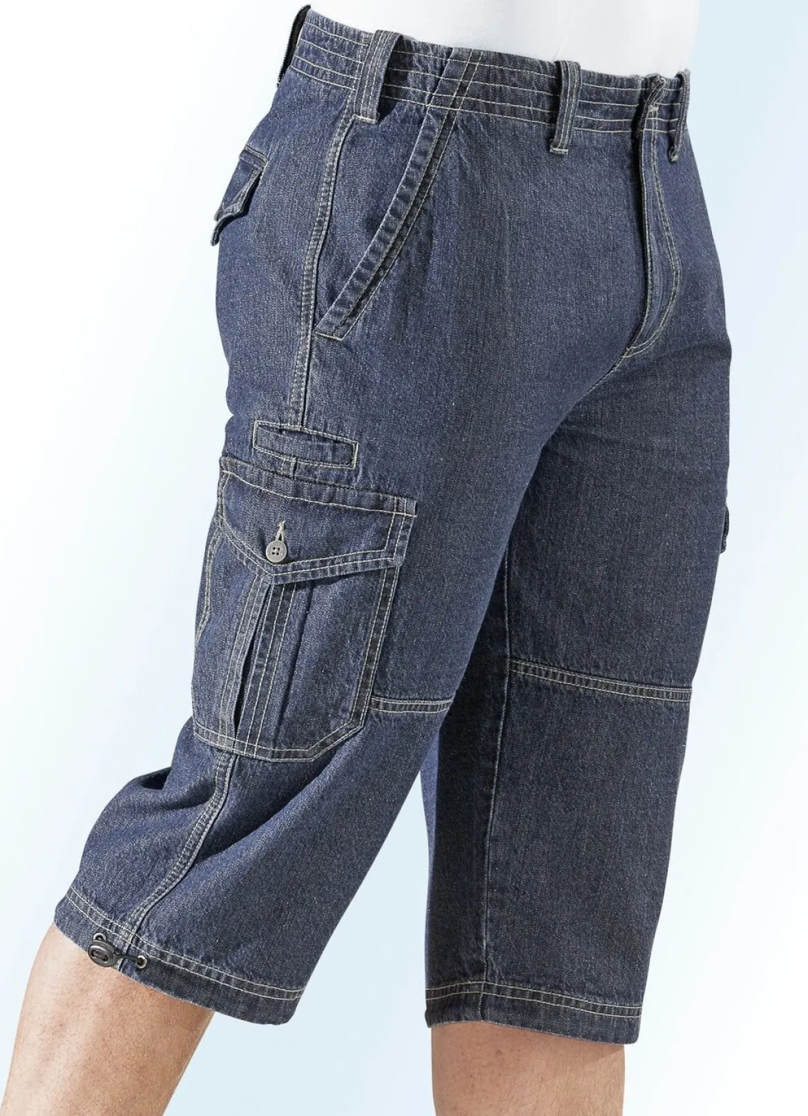 Jeans-Bermudas mit Cargotaschen in 3 Farben
