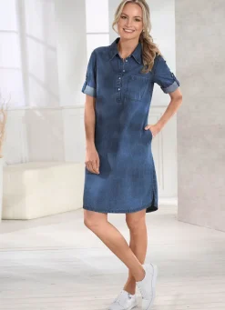 Jeans-Kleid mit Hemdkragen