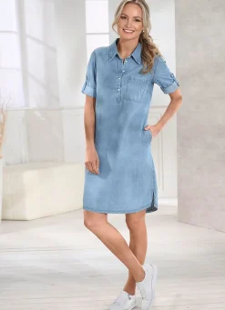 Jeans-Kleid mit Hemdkragen