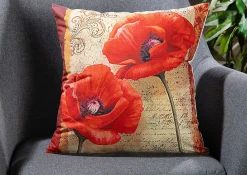 Kissenbezug mit Mohnblumen-Motiven