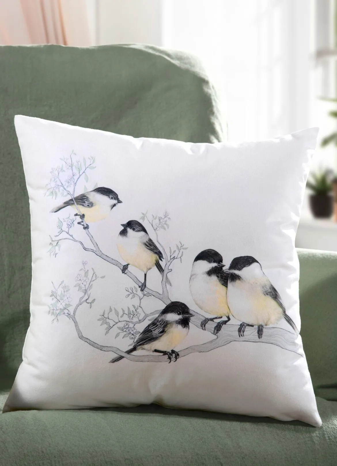 Kissenbezug mit Vogel- Motiv