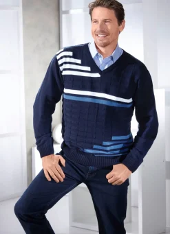 Klassischer Pullover mit V-Ausschnitt in 3 Farben