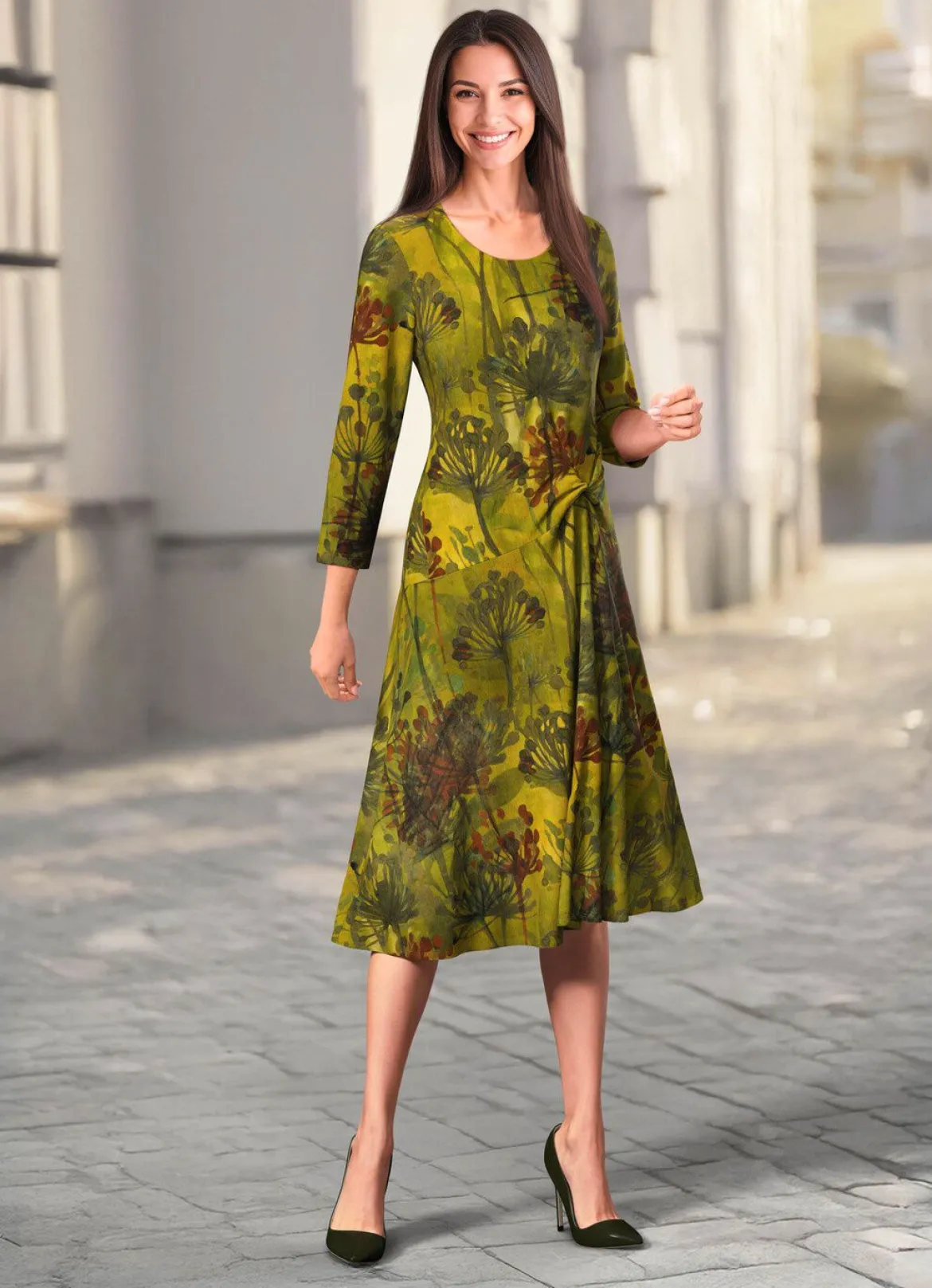 Kleid mit farbbrillantem Druck