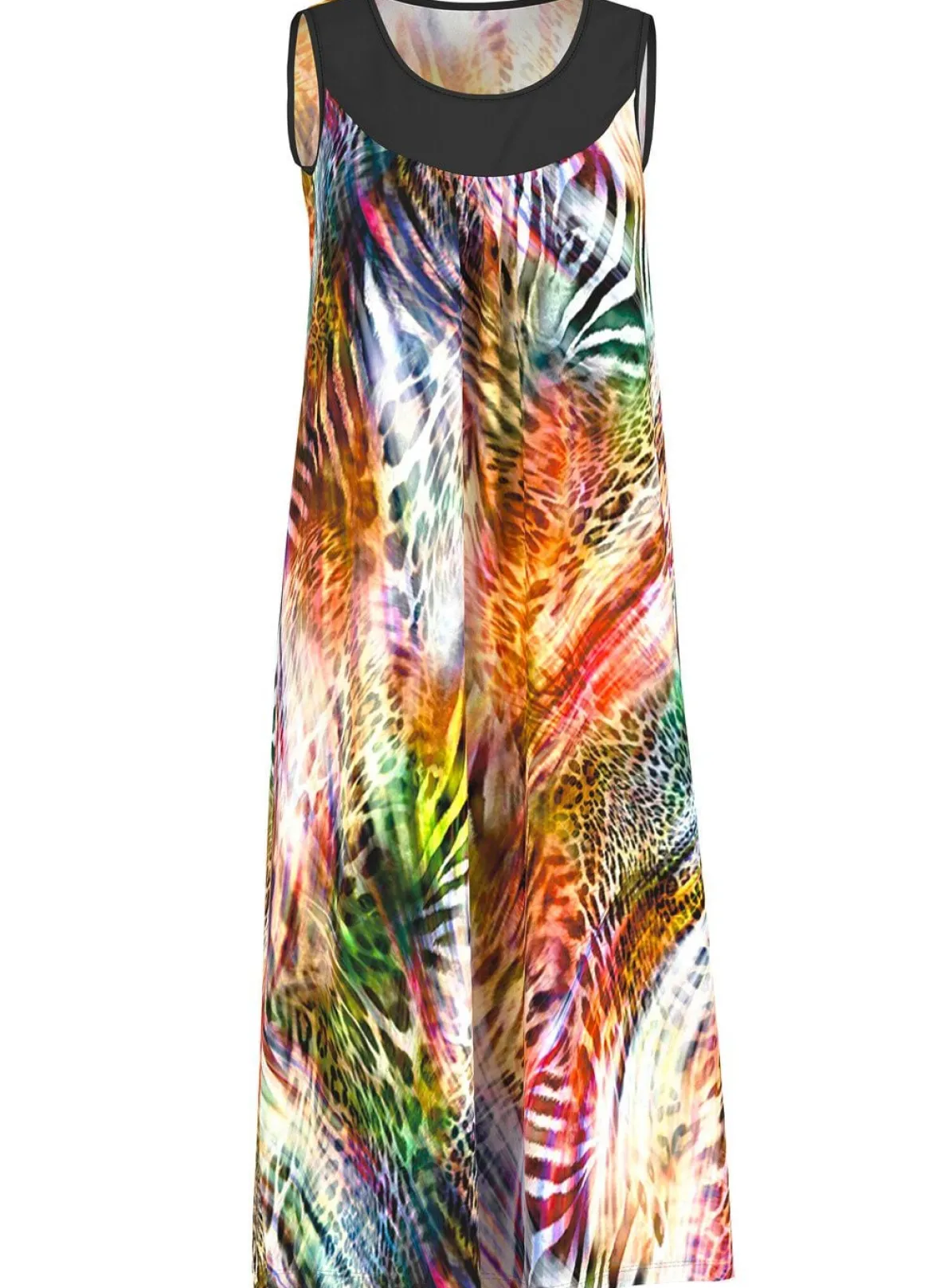 Kleid mit farbbrillantem Druckdessin, ärmellos