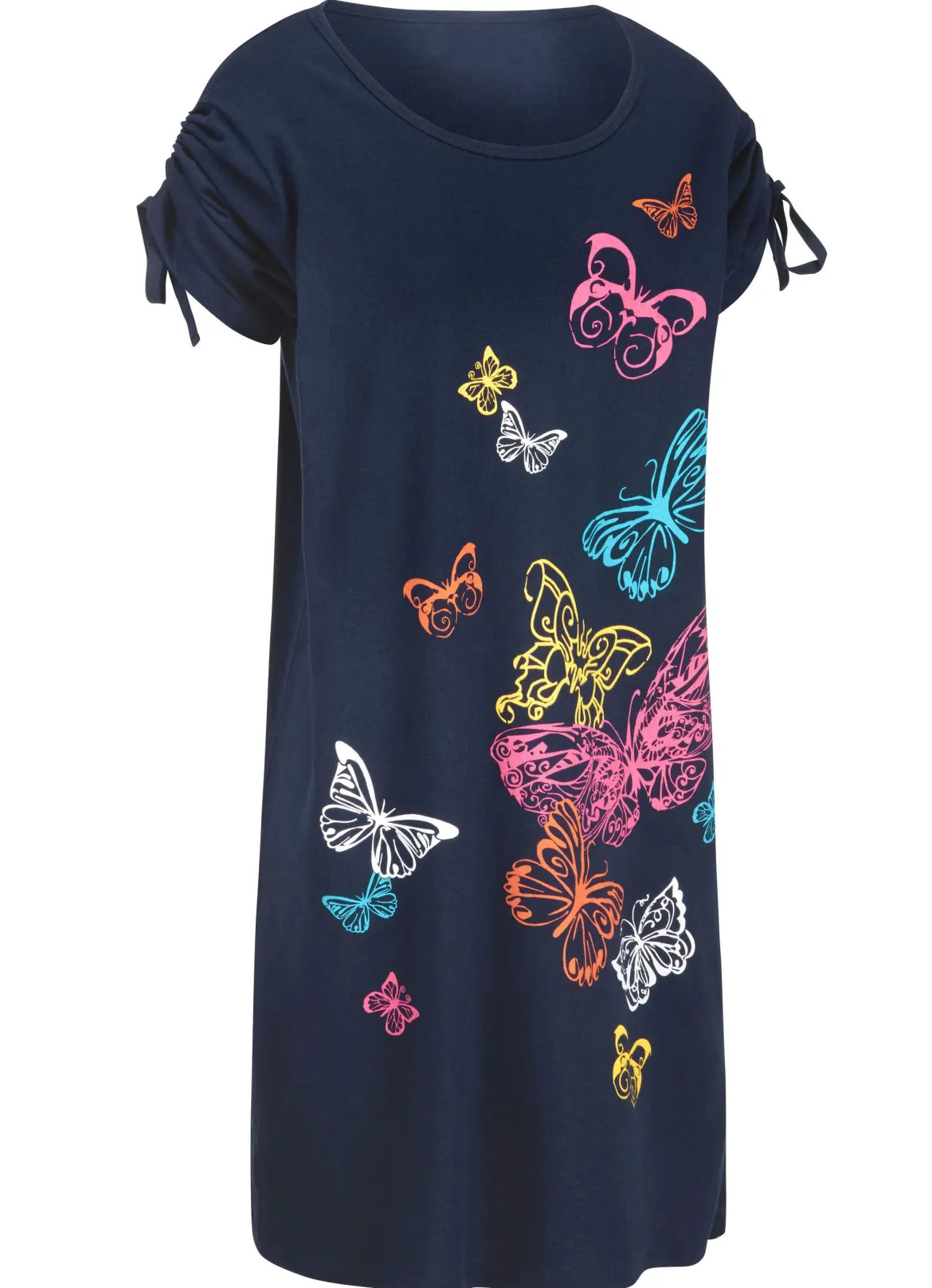 Kleid mit platziertem Druckdessin und raffbaren Ärmeln