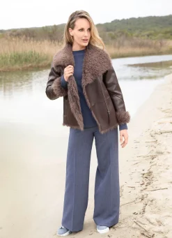Kurzjacke aus Nappaleder-Imitat
