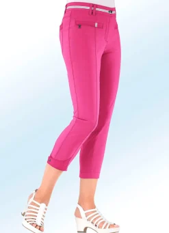 7/8-lange Hose mit kontrastfarbenem Zierband