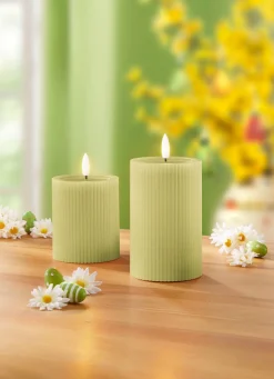 LED-Echtwachskerze, 2er-Set
