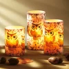 LED-Echtwachskerzen mit Eulenmotiv, 3er-Set
