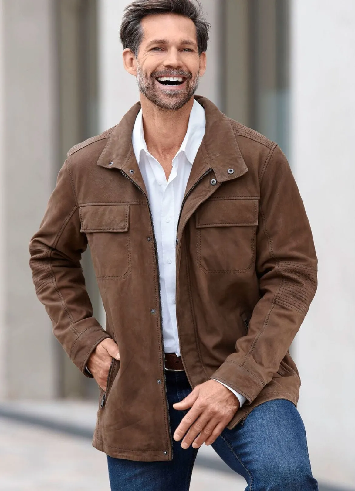 Lederjacke mit Brusttaschen