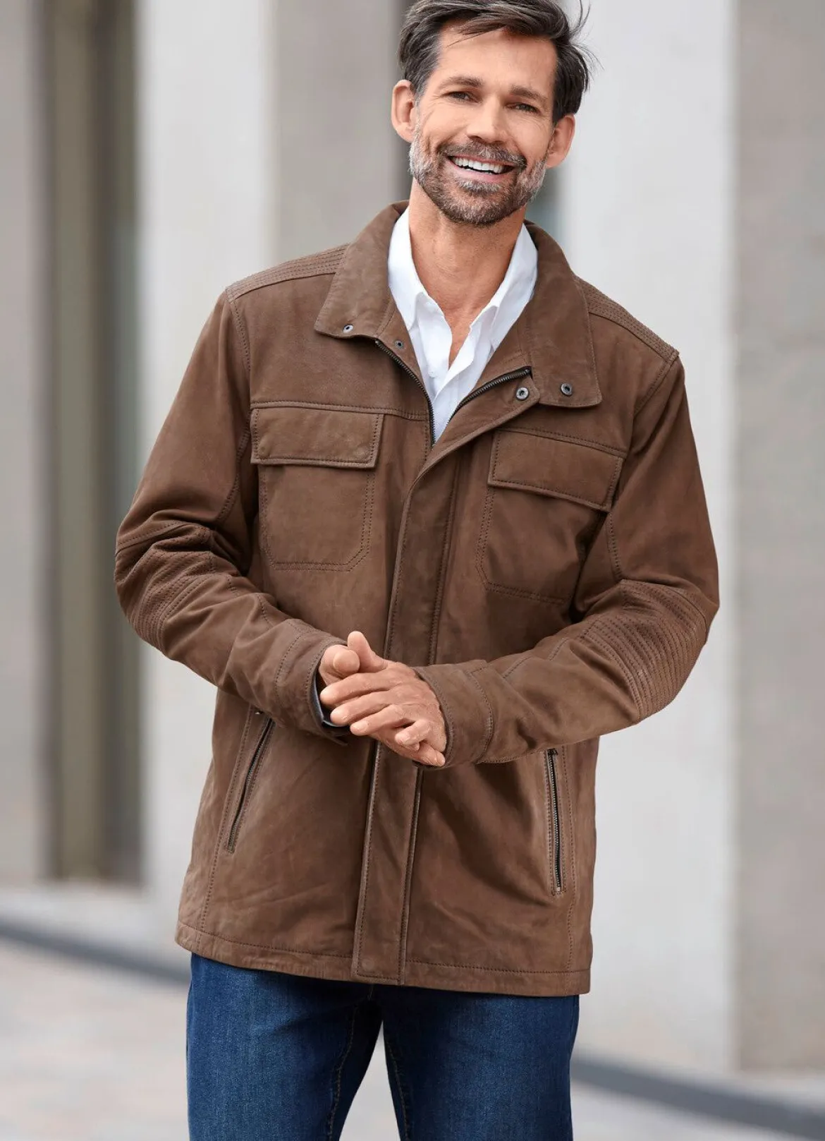Lederjacke mit Brusttaschen