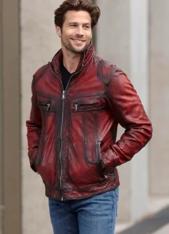 Lederkurzjacke mit Brusttaschen