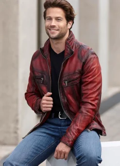 Lederkurzjacke mit Brusttaschen