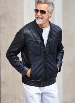 Lederkurzjacke mit Brusttaschen