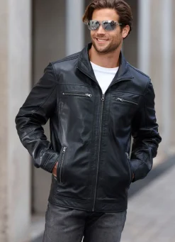 Lederkurzjacke mit Innentaschen