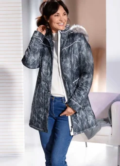 Longjacke mit abnehmbarer Kapuze