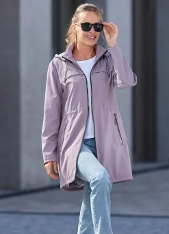 Longjacke mit abnehmbarer Kapuze