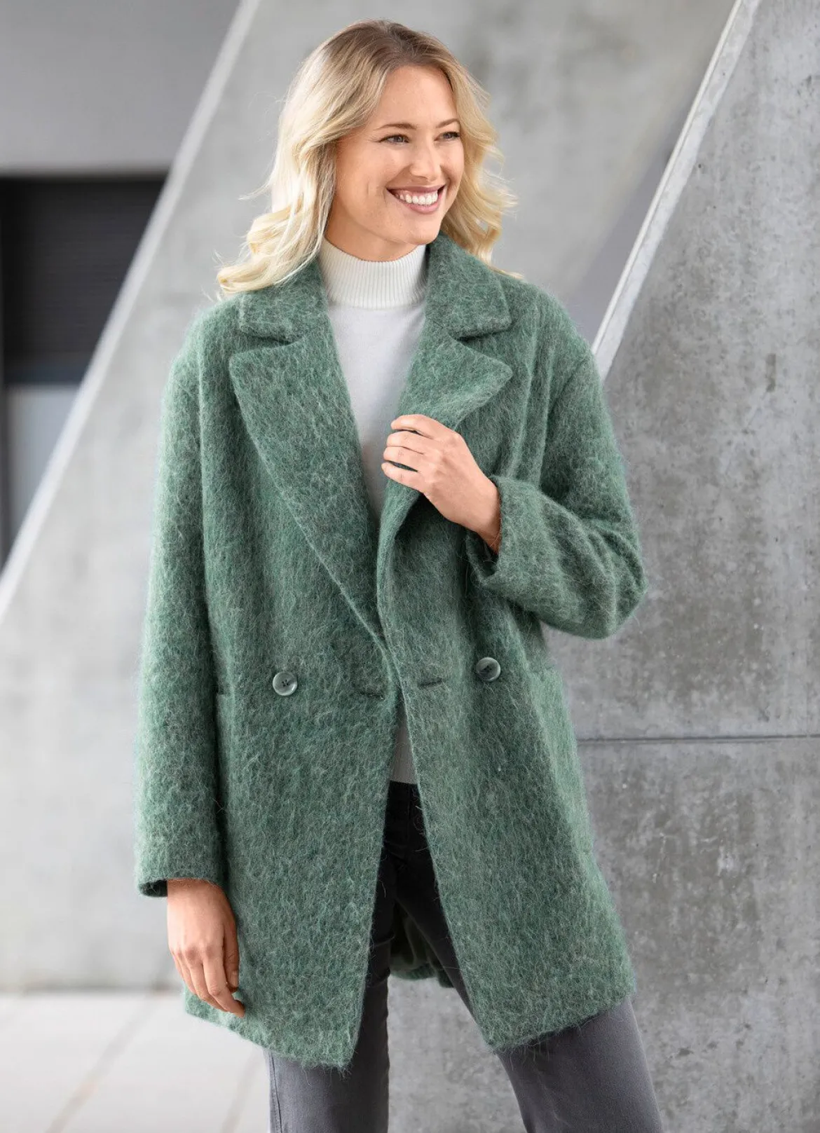 Longjacke mit aufgesetzten Taschen