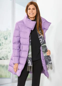 Longjacke mit dezent glänzendem Hahnentritt-Dessin
