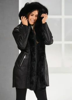 Longjacke mit Kroko-Dessin