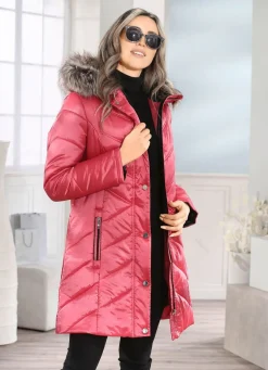 Longjacke mit umschlagbaren Ärmeln in Kontrast