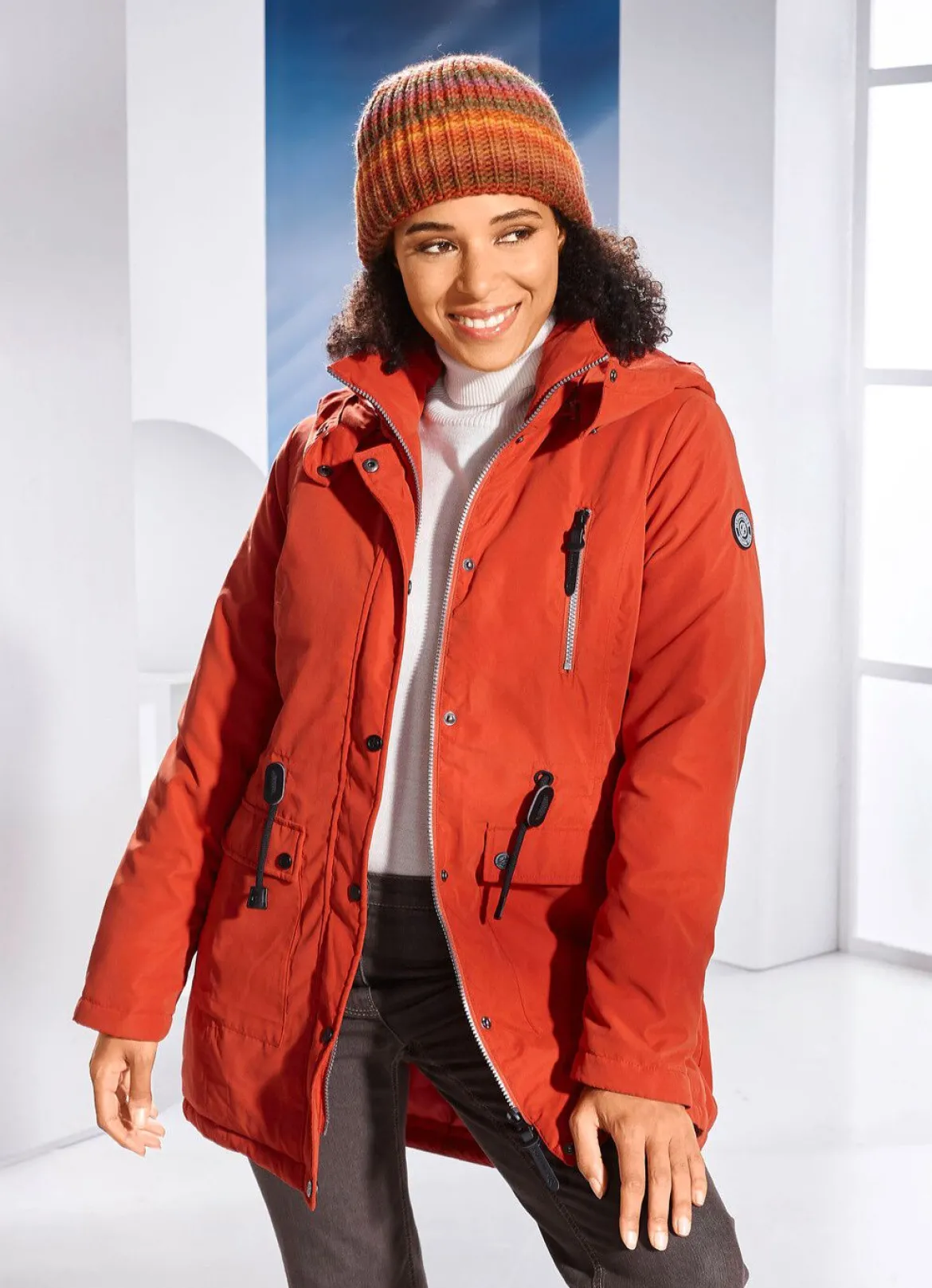 Longjacke mit 2-Wege-Reißverschluss
