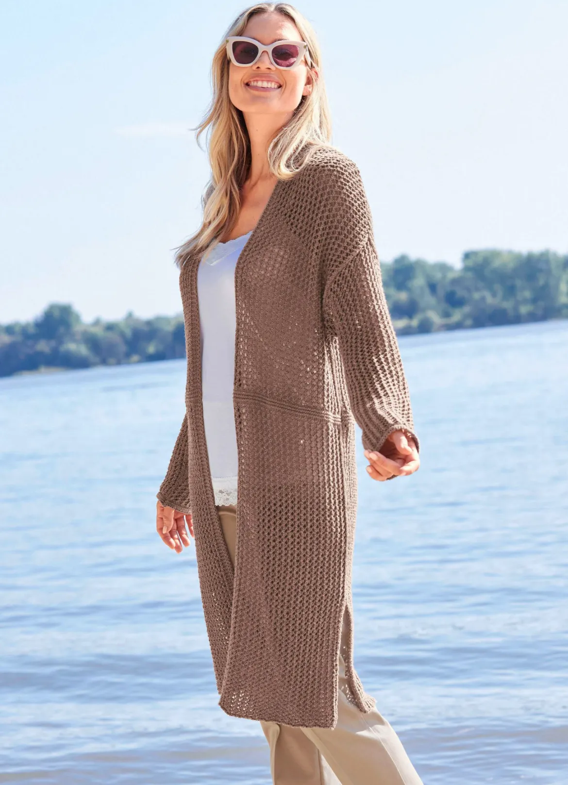 Long-Strickjacke in tollem Mustermix