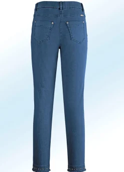 Magic-Jeans mit toller Nietenzier sowie angesagtem Fransensaum