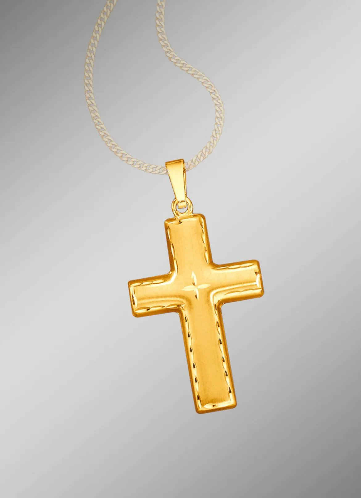Mattierter und diamantierter Kreuz-Anhänger