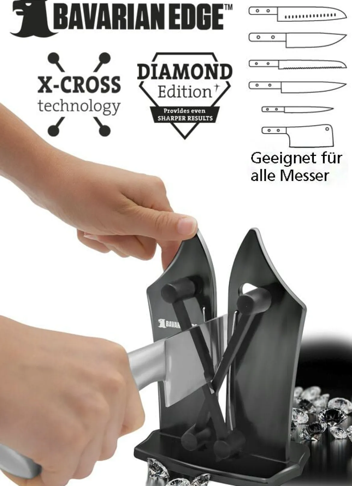 Messerschärfer mit X-Cross Technologie